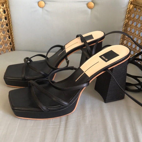 Dolce Vita Shoes - Dolce Vita black chunky heel square toe leg strap gladiator style shoes size 9.5